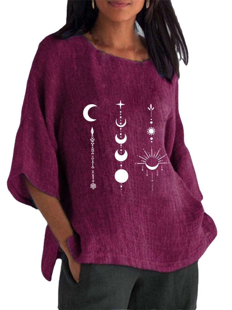 Женская модная рубашка с круглым вырезом и рукавами 3/4, весенне-летняя, с принтом, хлопково-льняная блузка 5XL фиолетовый
Женская модная рубашка с круглым вырезом и рукавами 3/4, весенне-летняя, с принтом, хлопково-льняная блузка 5XL фиолетовый