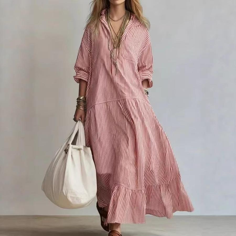 Spring New Women s Casual Striped Loose Long Sleeve Dress XXXL червоний
Spring New Women s Casual Striped Loose Long Sleeve Dress XXXL червоний