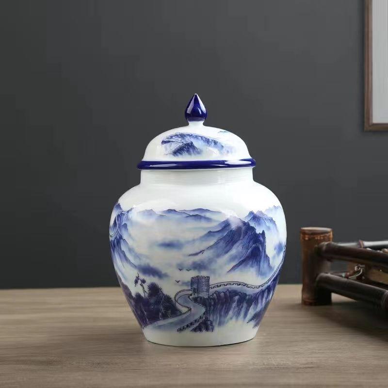 Creative Blue Mountain Ceramic Tea Canister Moisture-Proof Blue and White Porcelain Sealed Jar Large Capacity Candy Storage Jar
Creative Blue Mountain Ceramic Tea Canister Moisture-Proof Blue and White Porcelain Sealed Jar Large Capacity Candy Storage Jar