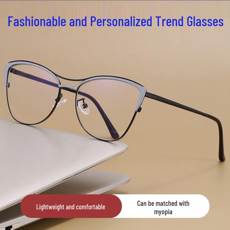 95268 Women s Fashion Cat-Eye Glasses: Stylish European & American Frame, Compatible with Anti-Blue Light Myopia Lenses for Bare Face.
95268 Women s Fashion Cat-Eye Glasses: Stylish European & American Frame, Compatible with Anti-Blue Light Myopia Lenses for Bare Face.