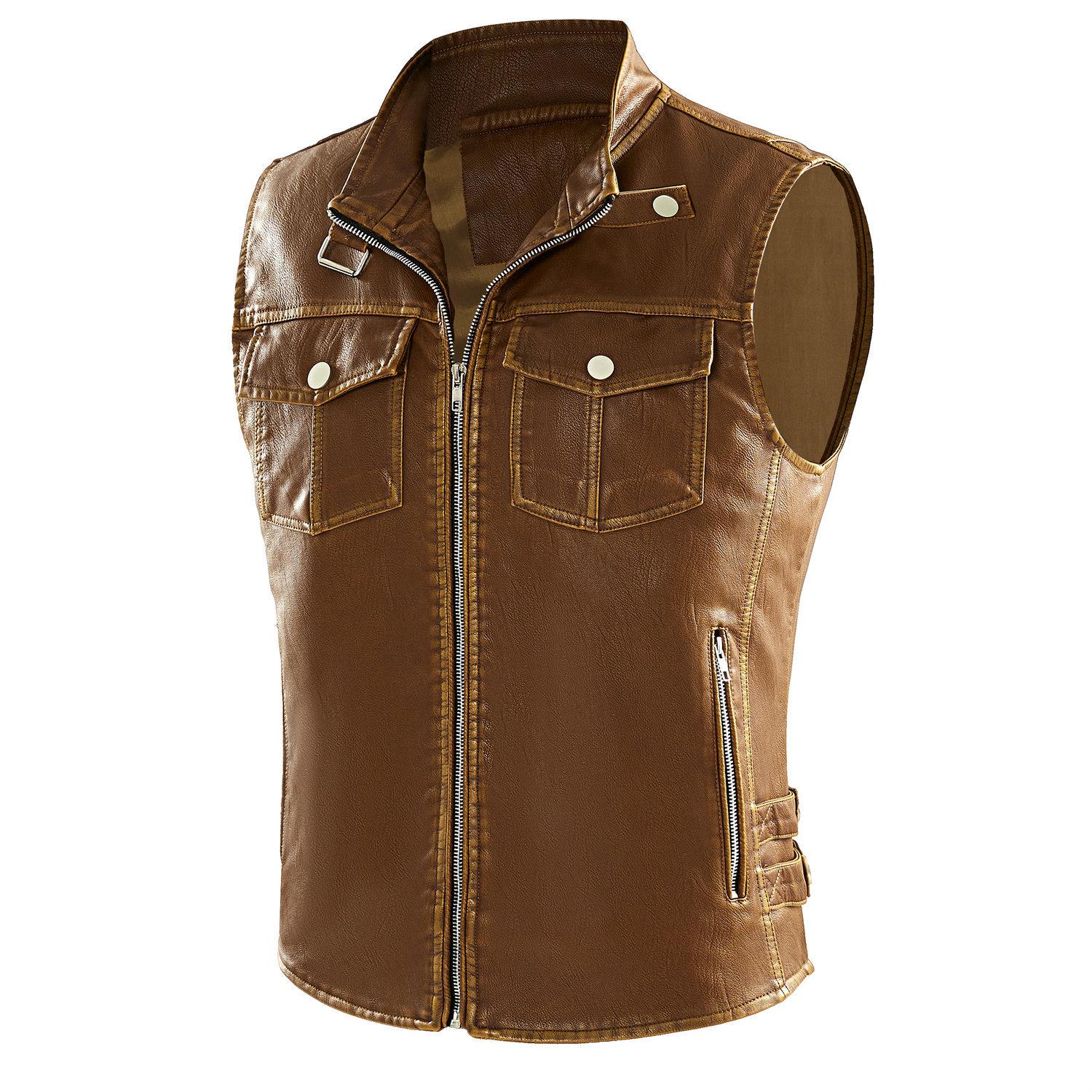 Чоловічий шкіряний жилет у стилі панк у стилі ретро. Чоловічі туристичні жилети для риболовлі на мотоциклі S
Чоловічий шкіряний жилет у стилі панк у стилі ретро. Чоловічі туристичні жилети для риболовлі на мотоциклі S