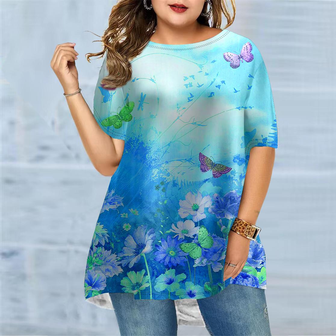 Женская летняя футболка с красным цветочным принтом больших размеров, удобная футболка с короткими рукавами и круглым вырезом, повседневная мешковатая футболка средней длины 3XL синий
Женская летняя футболка с красным цветочным принтом больших размеров, удобная футболка с короткими рукавами и круглым вырезом, повседневная мешковатая футболка средней длины 3XL синий