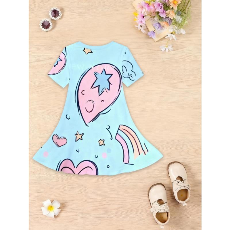 Girls Short Sleeve -Line Dress with Cute Cat & Flower Print - Round Neck Casual 170
Girls Short Sleeve -Line Dress with Cute Cat & Flower Print - Round Neck Casual 170