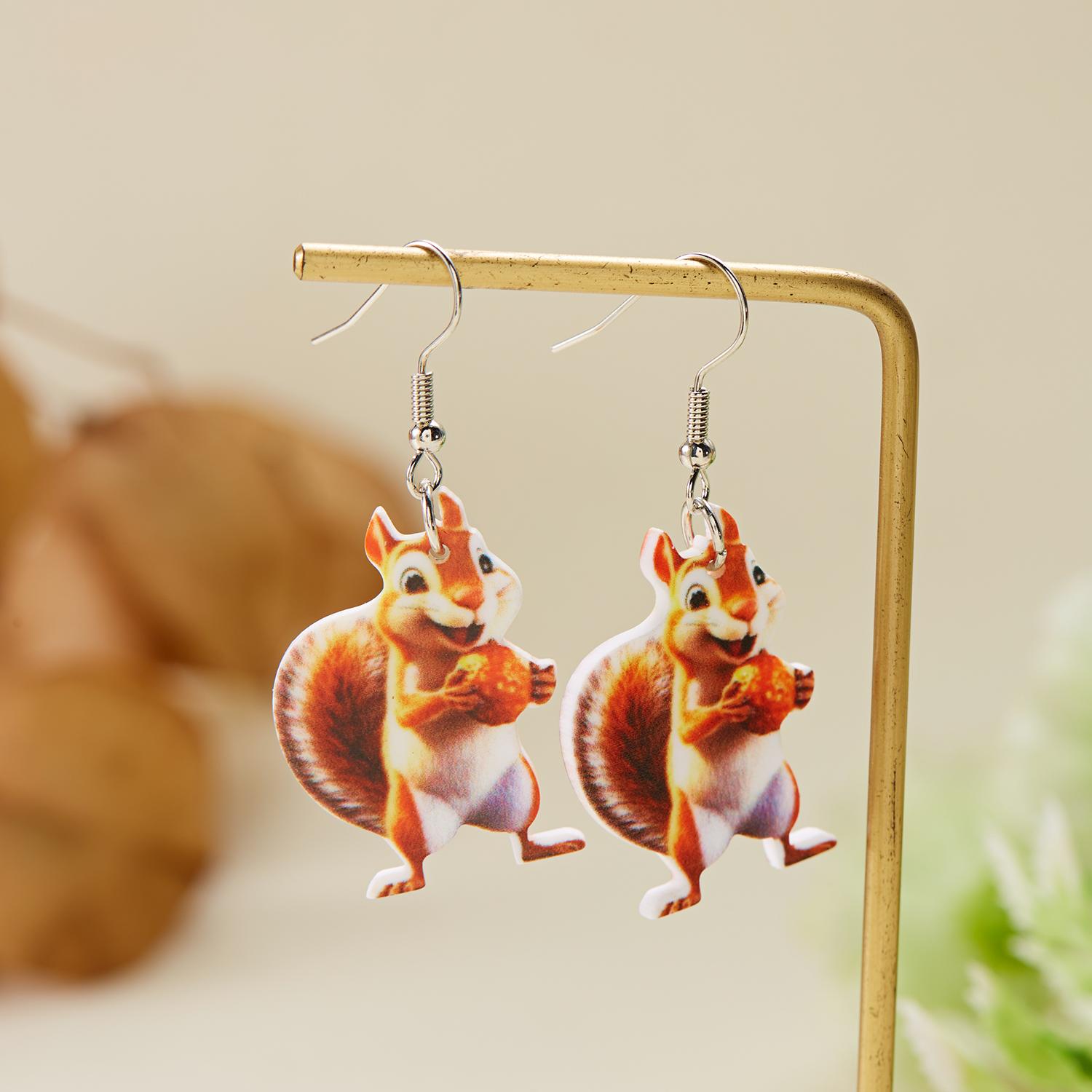 Cartoon Cute Acrylic Squirrel Earrings For Women Brown Squirrel with Oak Fruit Umbrella Dangle Earring Christmas Party Zircon
Cartoon Cute Acrylic Squirrel Earrings For Women Brown Squirrel with Oak Fruit Umbrella Dangle Earring Christmas Party Zircon