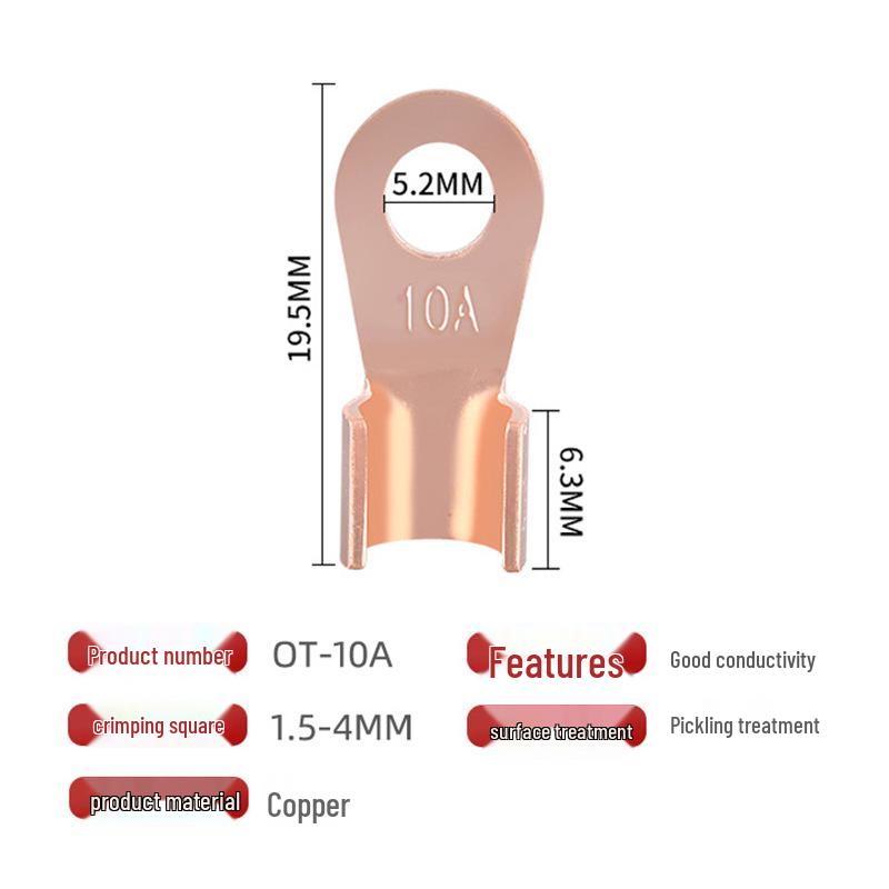 Red Copper Open-End Terminal OT-5A to 600A Wire Lug
Red Copper Open-End Terminal OT-5A to 600A Wire Lug