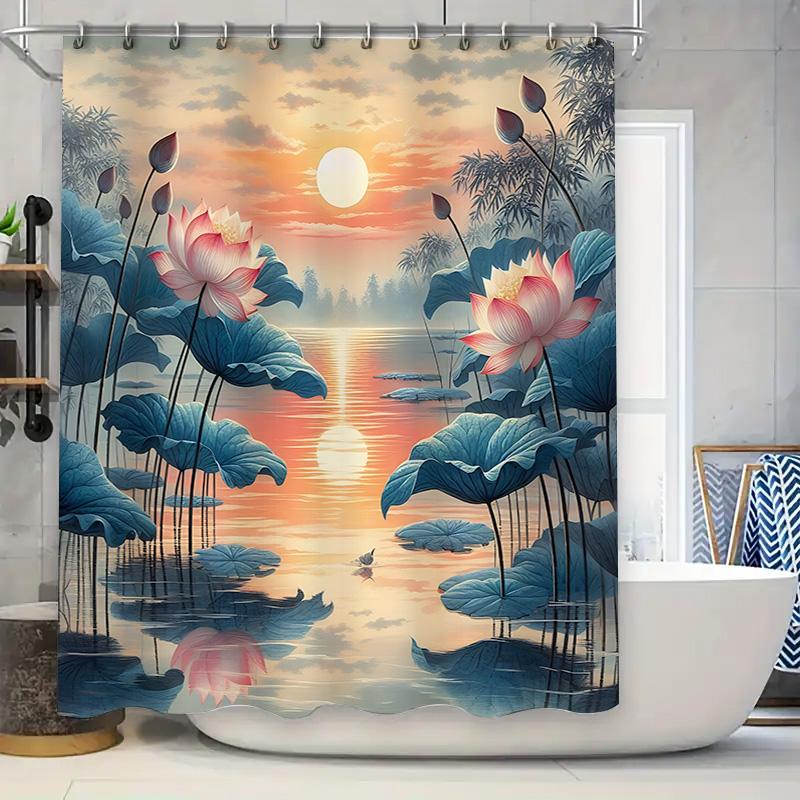 Beautiful Lotus Flower Shower Curtain With Sunset Reflections Enhances Tranquility Elegance In Your Spa Style Bathroom W60H190(CM)-1 Pcs
Beautiful Lotus Flower Shower Curtain With Sunset Reflections Enhances Tranquility Elegance In Your Spa Style Bathroom W60H190(CM)-1 Pcs