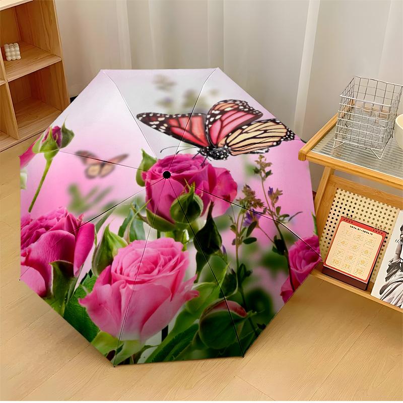 Rose Butterfly Decor Theme Automatic Umbrella Compact 8-Rib Design Sturdy Construction Durable Umbrella Stylish Accessory
Rose Butterfly Decor Theme Automatic Umbrella Compact 8-Rib Design Sturdy Construction Durable Umbrella Stylish Accessory