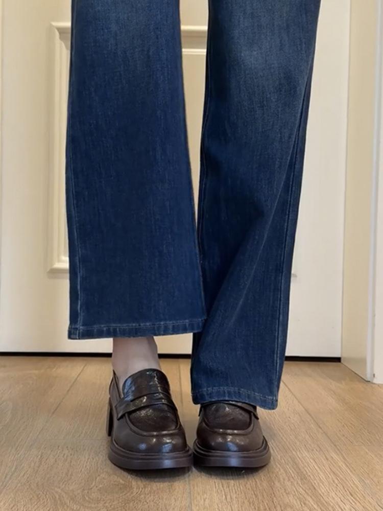 Sheepskin version~ Genuine leather British style platform loafers women s versatile commuting round head retro thick heel small leather shoes 40
Sheepskin version~ Genuine leather British style platform loafers women s versatile commuting round head retro thick heel small leather shoes 40