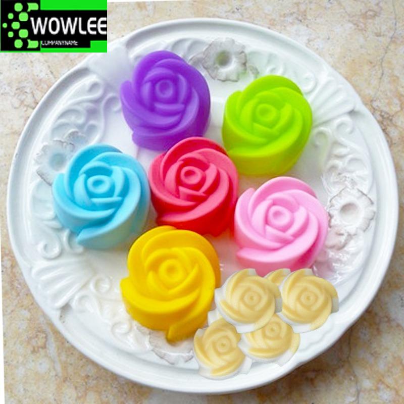 Форма для торта «Цветок розы», формочка для кексов, выпечка, мыло, шоколад, выпечка кексов, силиконовое печенье, кухонные формочки, 5 шт.