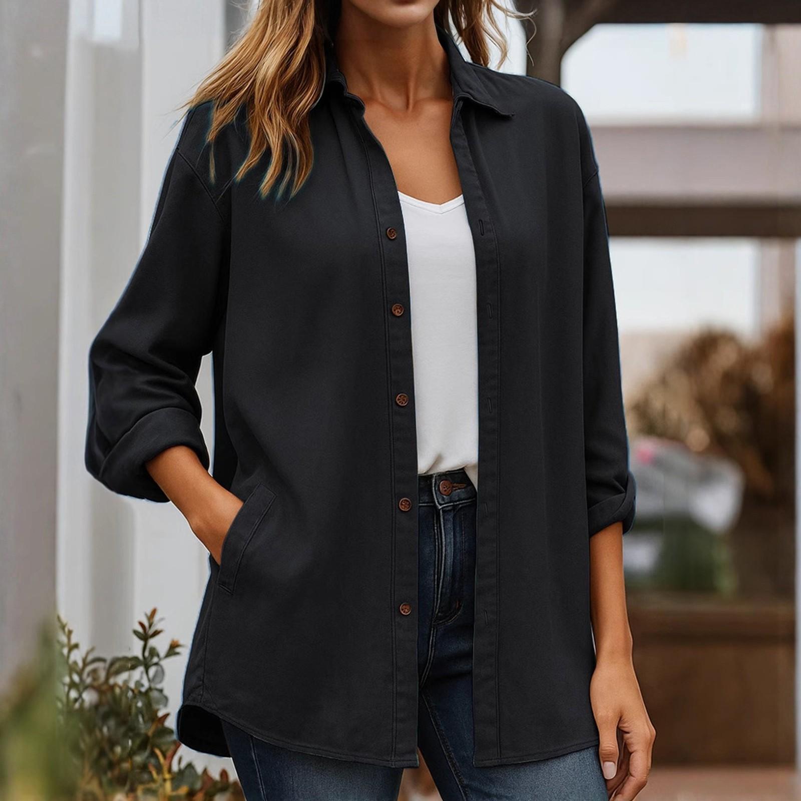Длинные рукава льняные рубашки для женщин застегиваются на пуговицы свободные однотонные блузки легкие повседневные туники с лацканами S чёрный
Длинные рукава льняные рубашки для женщин застегиваются на пуговицы свободные однотонные блузки легкие повседневные туники с лацканами S чёрный