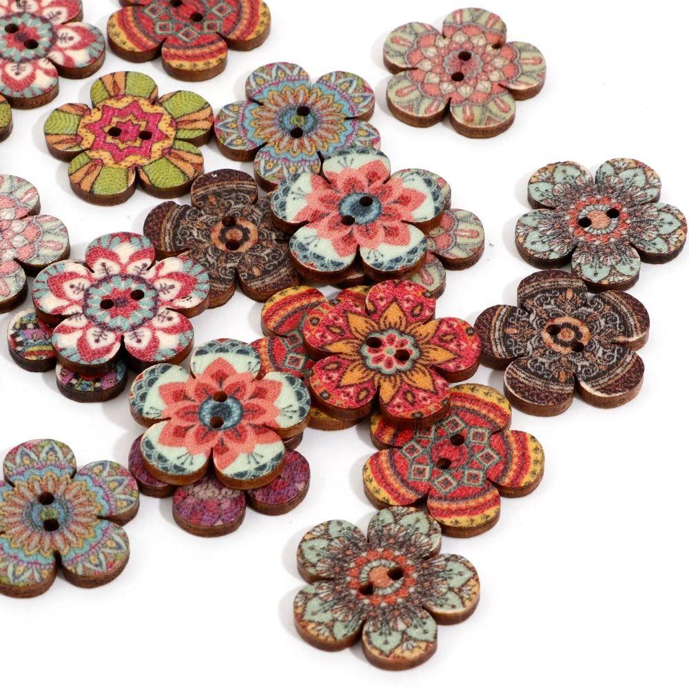 100PCS Bohemian Style Clothing Button Flat-back Sewing Button Flower Wooden Buttons Clothing Sewing 15MM
100PCS Bohemian Style Clothing Button Flat-back Sewing Button Flower Wooden Buttons Clothing Sewing 15MM