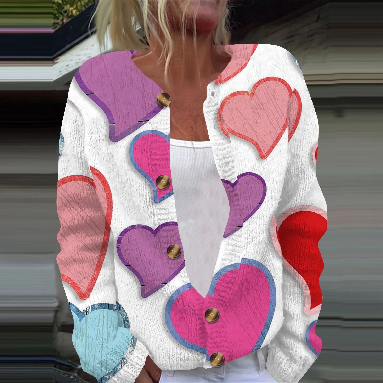 Женская модная принтованная ко Дню святого Валентина трикотажная куртка-кардиган с длинными рукавами на пуговицах M фиолетовый
Женская модная принтованная ко Дню святого Валентина трикотажная куртка-кардиган с длинными рукавами на пуговицах M фиолетовый