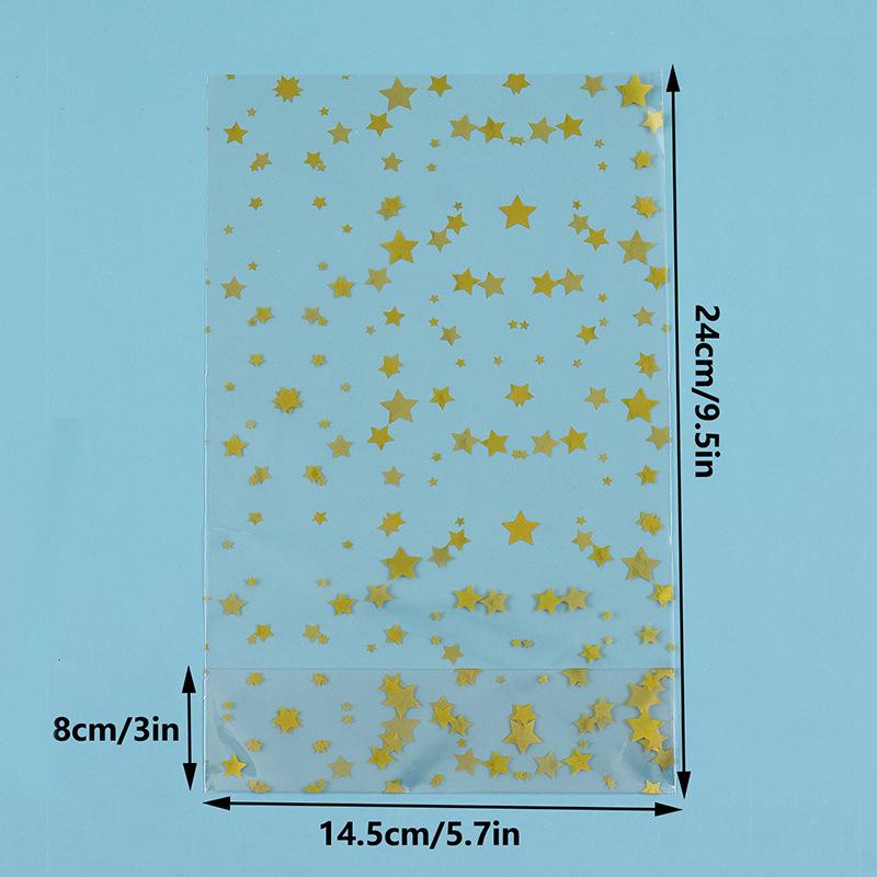 50/100 шт. подарочная упаковка со звездами, целлофановые пакеты для угощений, подарочные пакеты для вечеринок, прозрачные пакеты для конфет и печенья для выпечки, дня рождения, свадьбы, вечеринки 50pcs розового золота