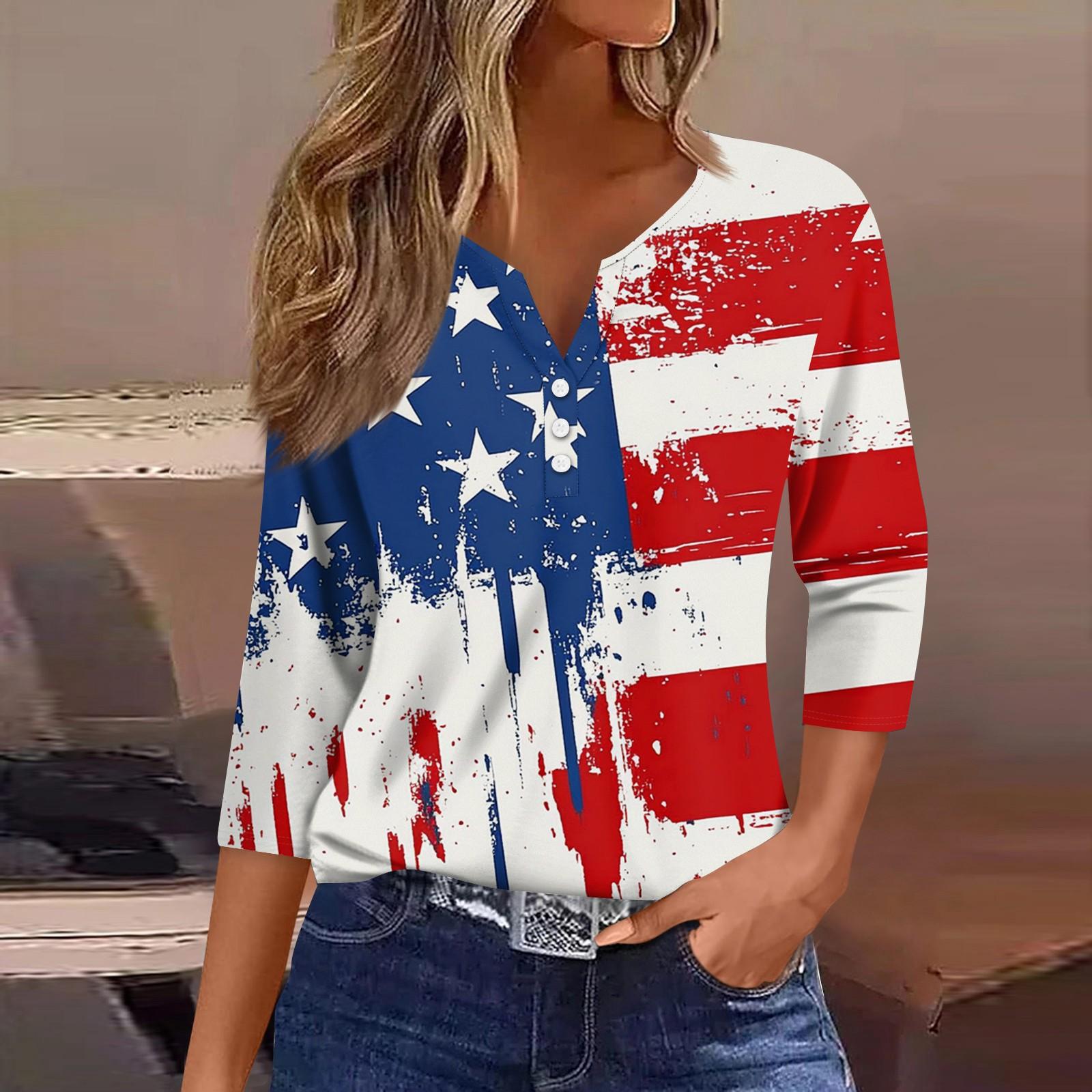 3/4 Length Sleeve Womens Tops Print Vintage Fashion Casual Loose With V Neck Plus Size Shirts Independence Day XXL червоний
3/4 Length Sleeve Womens Tops Print Vintage Fashion Casual Loose With V Neck Plus Size Shirts Independence Day XXL червоний