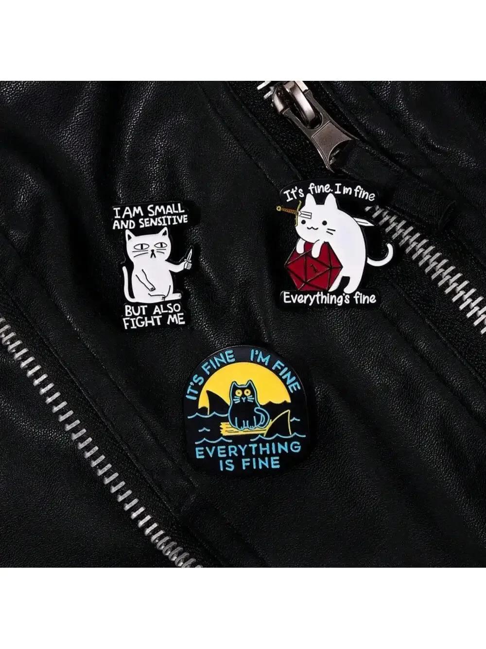 3 pieces of children s creative English dark cat series design metal brooches for daily wear, bags, accessories, badges
3 pieces of children s creative English dark cat series design metal brooches for daily wear, bags, accessories, badges
