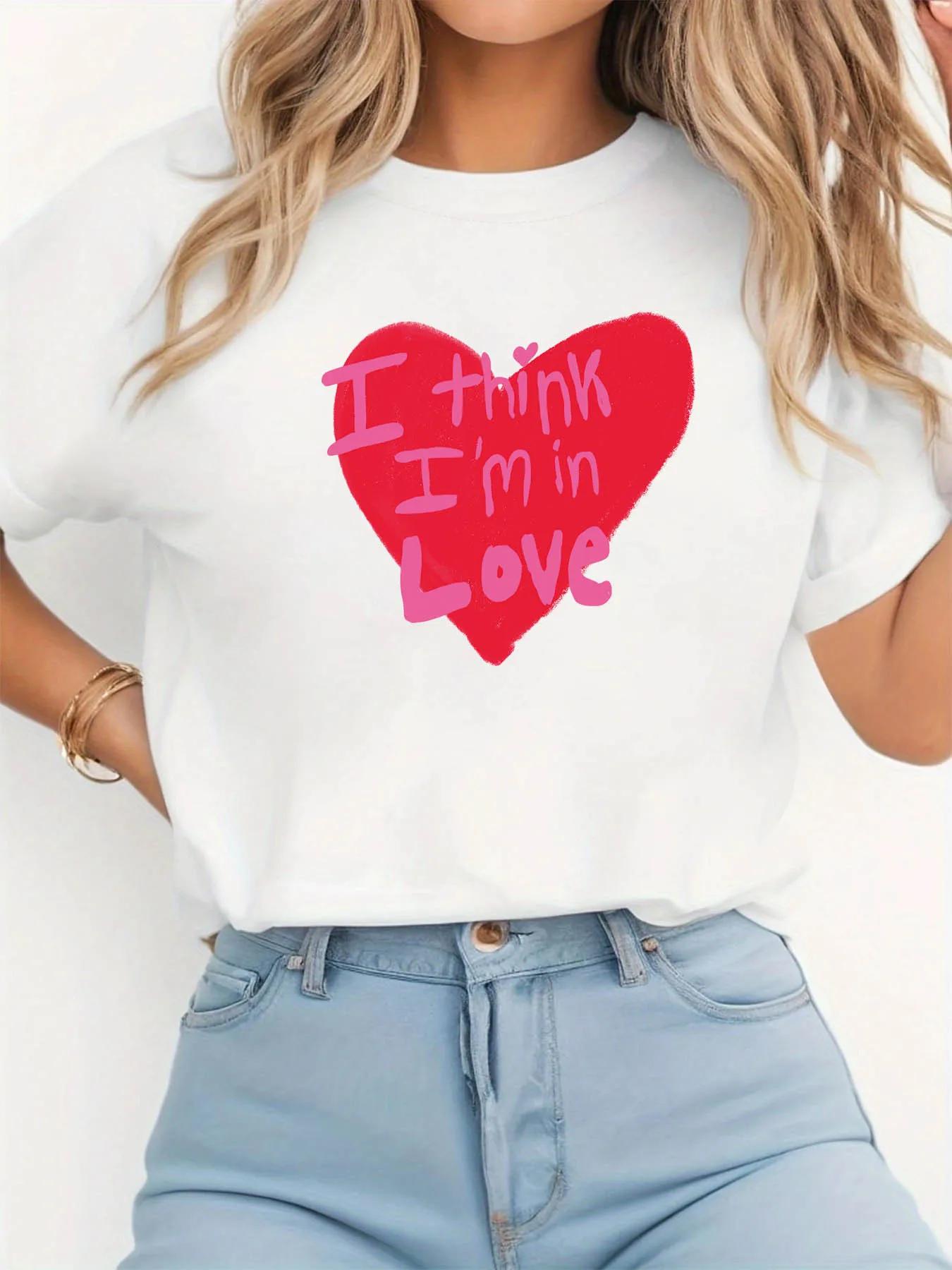 Crew Neck Sleeve Polyester Blend Spring & Summer Women S I Think I m in Love Heart Graphic Casual Streetwear Tops Tees 4XL
Crew Neck Sleeve Polyester Blend Spring & Summer Women S I Think I m in Love Heart Graphic Casual Streetwear Tops Tees 4XL