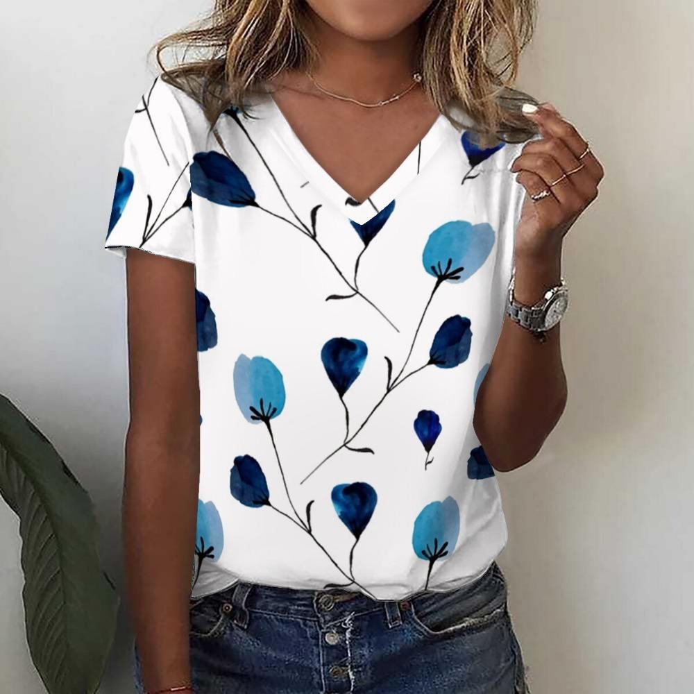 Flower pattern 3D printing women s V-neck T-shirt for summer 5XL
Flower pattern 3D printing women s V-neck T-shirt for summer 5XL