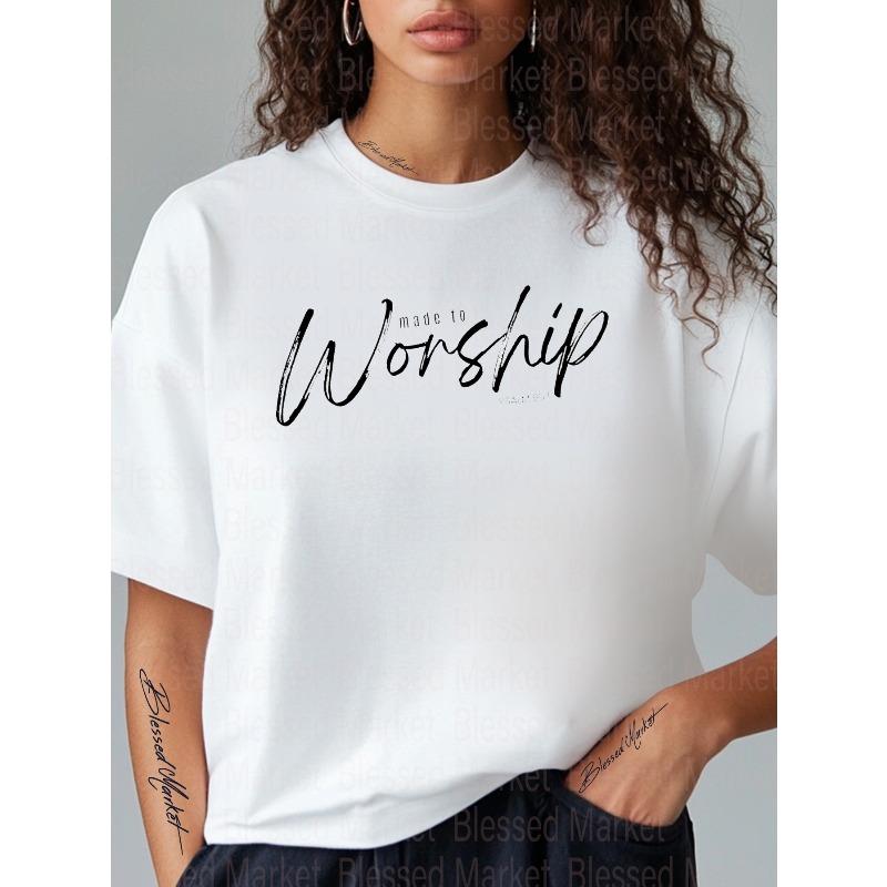 1pc Women s Christian Worship T-Shirt - Oversized Crew Neck Short Sleeve with Black Cursive Made to Worship Print, S белый
1pc Women s Christian Worship T-Shirt - Oversized Crew Neck Short Sleeve with Black Cursive Made to Worship Print, S белый