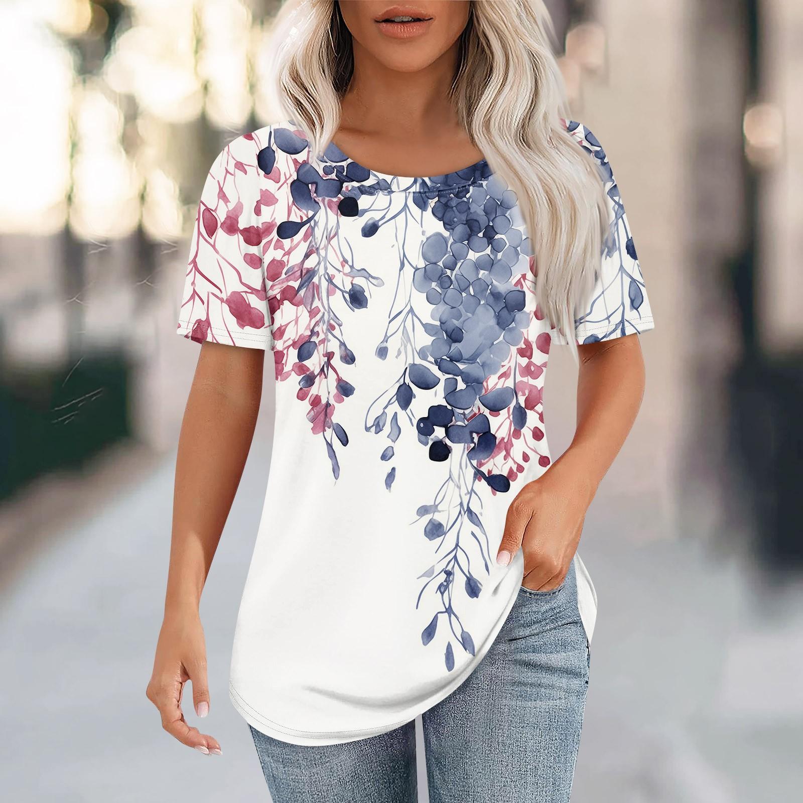 Женская модная повседневная футболка с цветочным принтом и круглым вырезом с коротким рукавом L синий
Женская модная повседневная футболка с цветочным принтом и круглым вырезом с коротким рукавом L синий