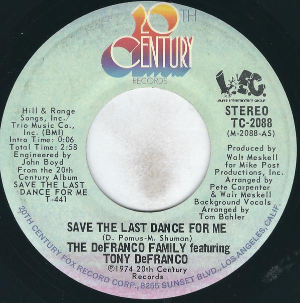 7-дюймовая пластинка DEFRANCO FAMILY, TONY DEFRANCO - Save The Last Dance For Me / Becaus TC2088 20th Century Re 1974 US Рок Б/У
7-дюймовая пластинка DEFRANCO FAMILY, TONY DEFRANCO - Save The Last Dance For Me / Becaus TC2088 20th Century Re 1974 US Рок Б/У