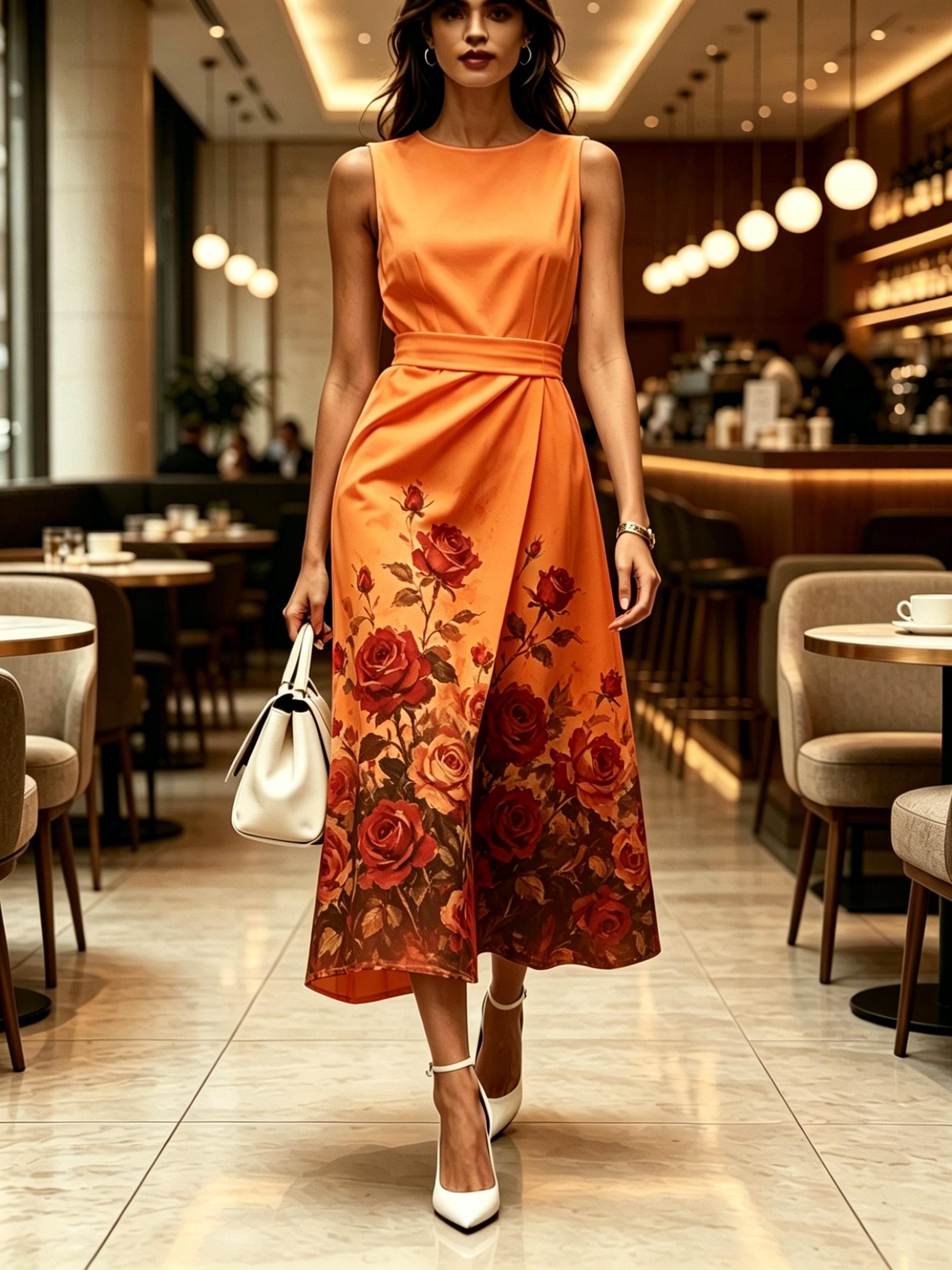 Women Round Neck Sleeveless Midi Dress Orange with Red Rose Print Modern Elegant Casual Fashion Spring Summer Autumn Womens Clothing XXL
Women Round Neck Sleeveless Midi Dress Orange with Red Rose Print Modern Elegant Casual Fashion Spring Summer Autumn Womens Clothing XXL