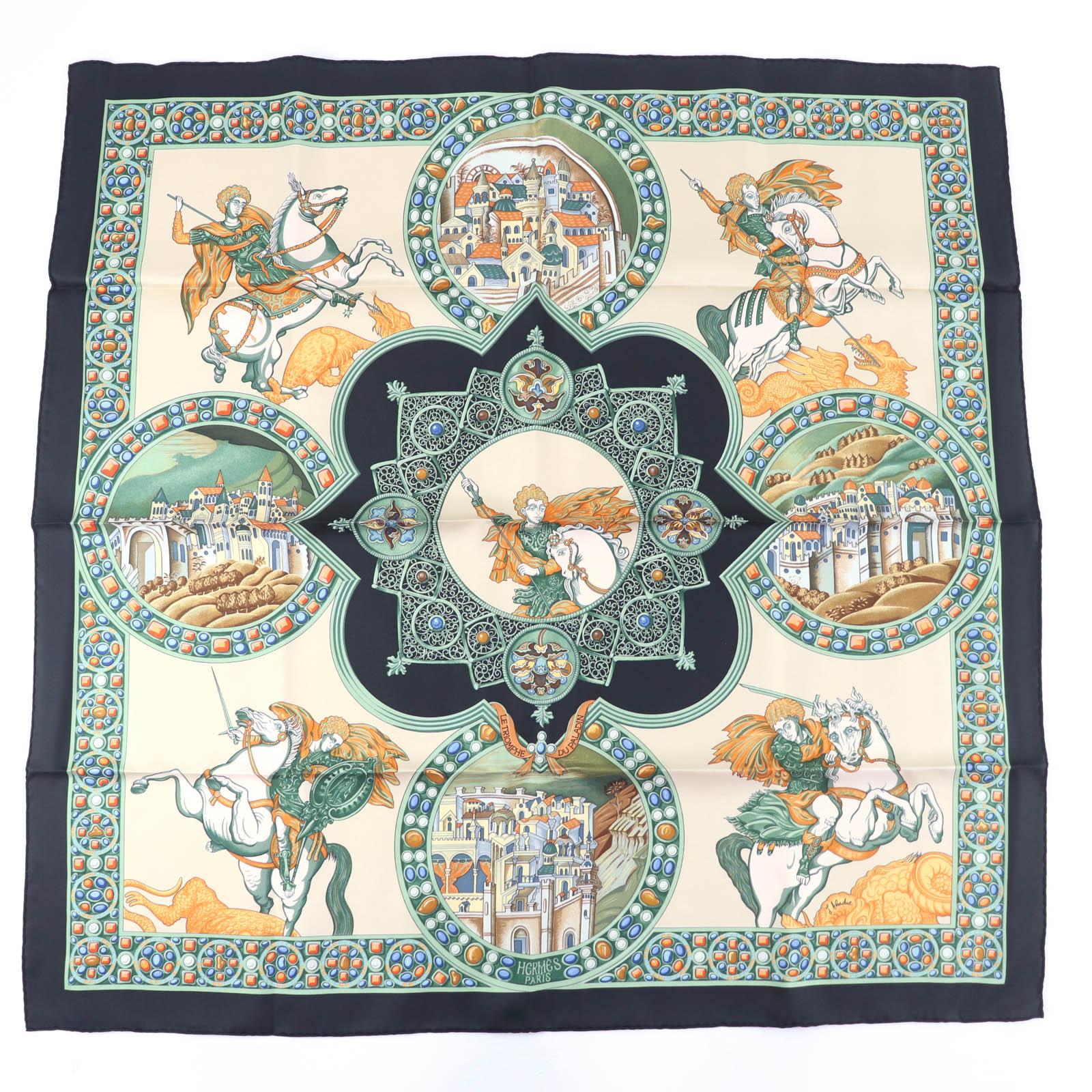Pristine HERMES scarf LE TRIOMPHE DU PALADIN Style card included multicolor silk Used
Pristine HERMES scarf LE TRIOMPHE DU PALADIN Style card included multicolor silk Used