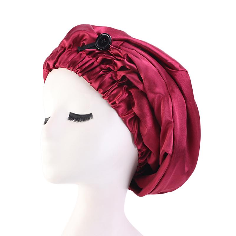 New Women Long Satin Bonnet Large Sleep Cap With Button Braids Elastic hair band Bonnet Cap Silky Night Sleep Hat chemo Caps One Size бордовый
New Women Long Satin Bonnet Large Sleep Cap With Button Braids Elastic hair band Bonnet Cap Silky Night Sleep Hat chemo Caps One Size бордовый