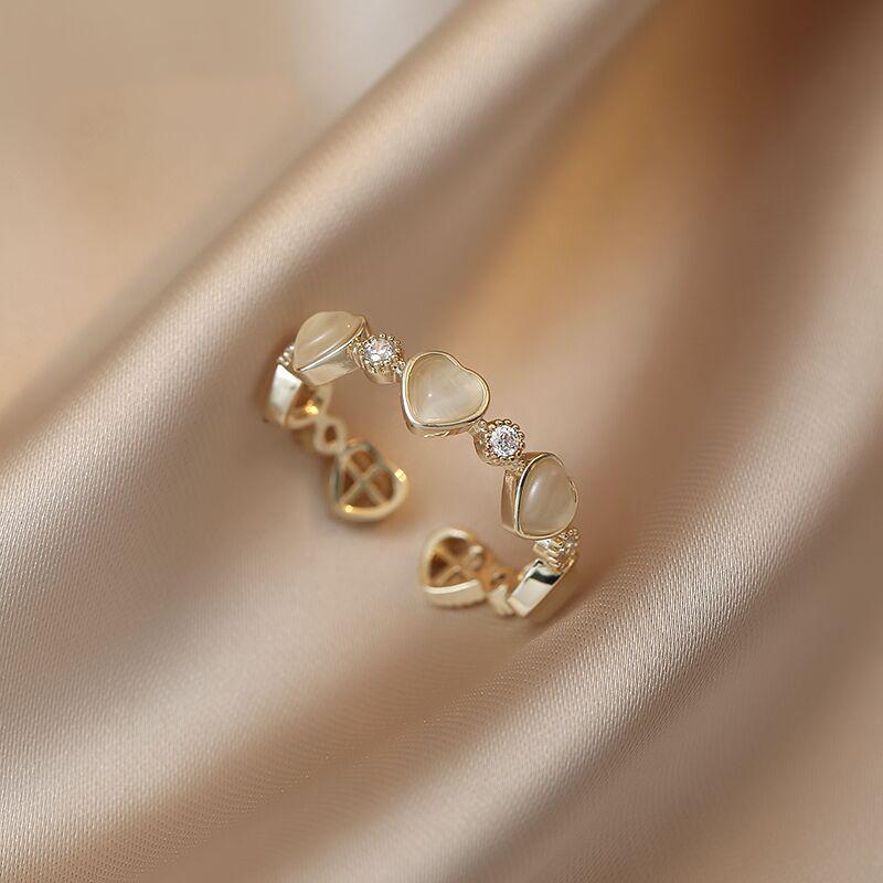 Sweet Heart-shaped Opals Zircon Gold Color Open Rings For Womans 2026 Korean Fashion Jewelry Girl s Finger Elegant Accessories resizable&Gold-color
Sweet Heart-shaped Opals Zircon Gold Color Open Rings For Womans 2026 Korean Fashion Jewelry Girl s Finger Elegant Accessories resizable&Gold-color