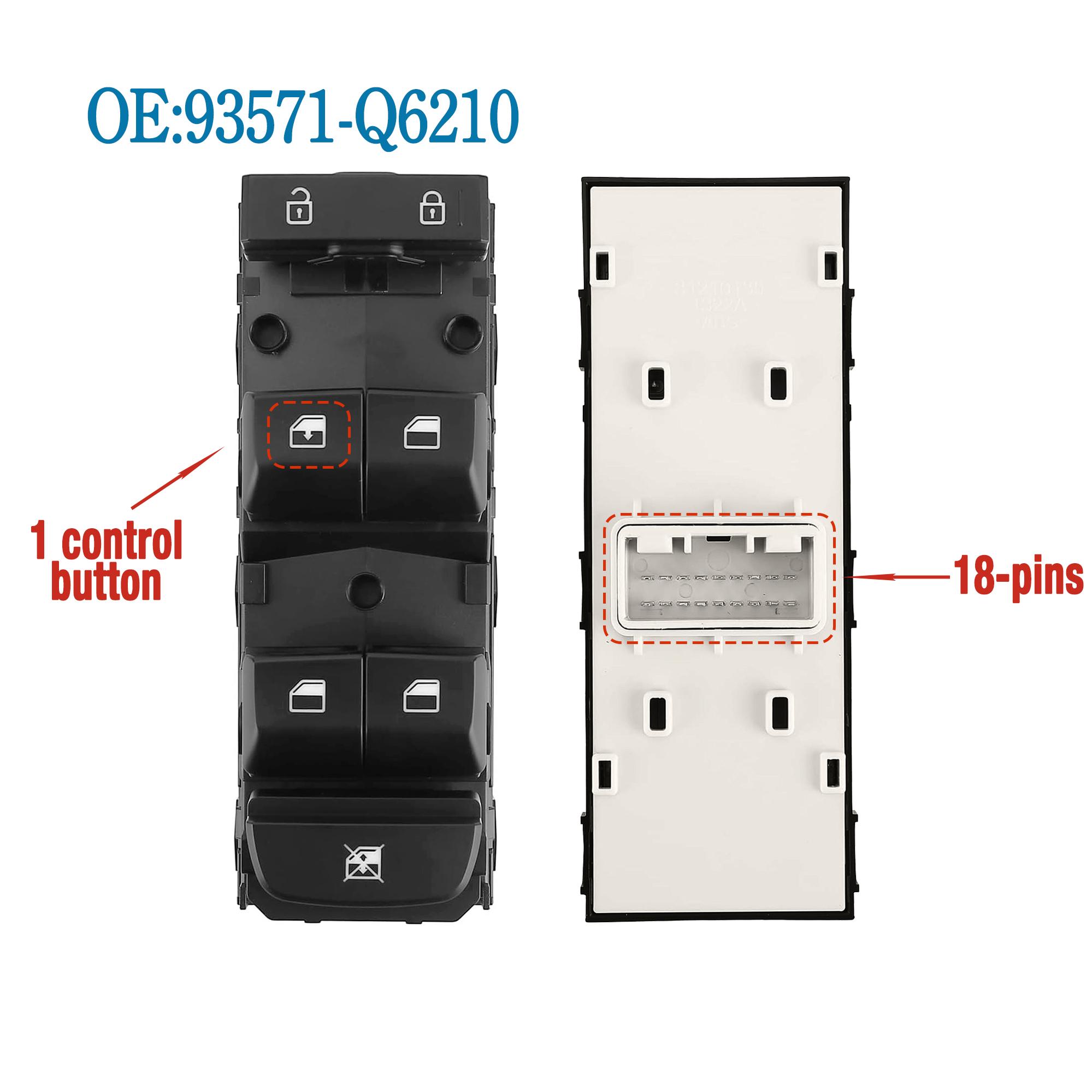 93571-Q6210 93571Q6210 For Kia Seltos 2017 2018 ,Driver Side Electric Power Window Switch Control Button LHD 93571-Q6210
93571-Q6210 93571Q6210 For Kia Seltos 2017 2018 ,Driver Side Electric Power Window Switch Control Button LHD 93571-Q6210