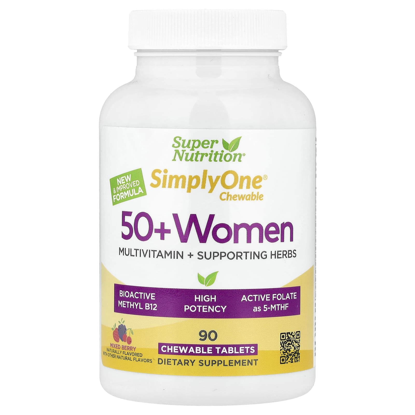 Super Nutrition, SimplyOne®, Мультивітаміни для жінок 50+ + Трави для зміцнення здоров я, Смак змішаних ягід, 90 жувальних таблеток
Super Nutrition, SimplyOne®, Мультивітаміни для жінок 50+ + Трави для зміцнення здоров я, Смак змішаних ягід, 90 жувальних таблеток