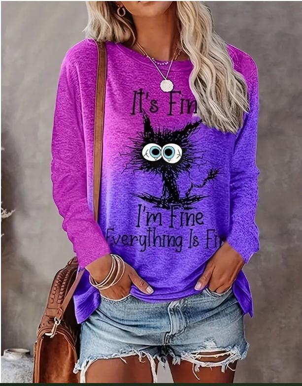 Tops For Women 3D Cute Cat Print Round Neck Long Sleeve T-shirt Fall Casual Slim Pullover Women s Long Sleeve Top
Tops For Women 3D Cute Cat Print Round Neck Long Sleeve T-shirt Fall Casual Slim Pullover Women s Long Sleeve Top