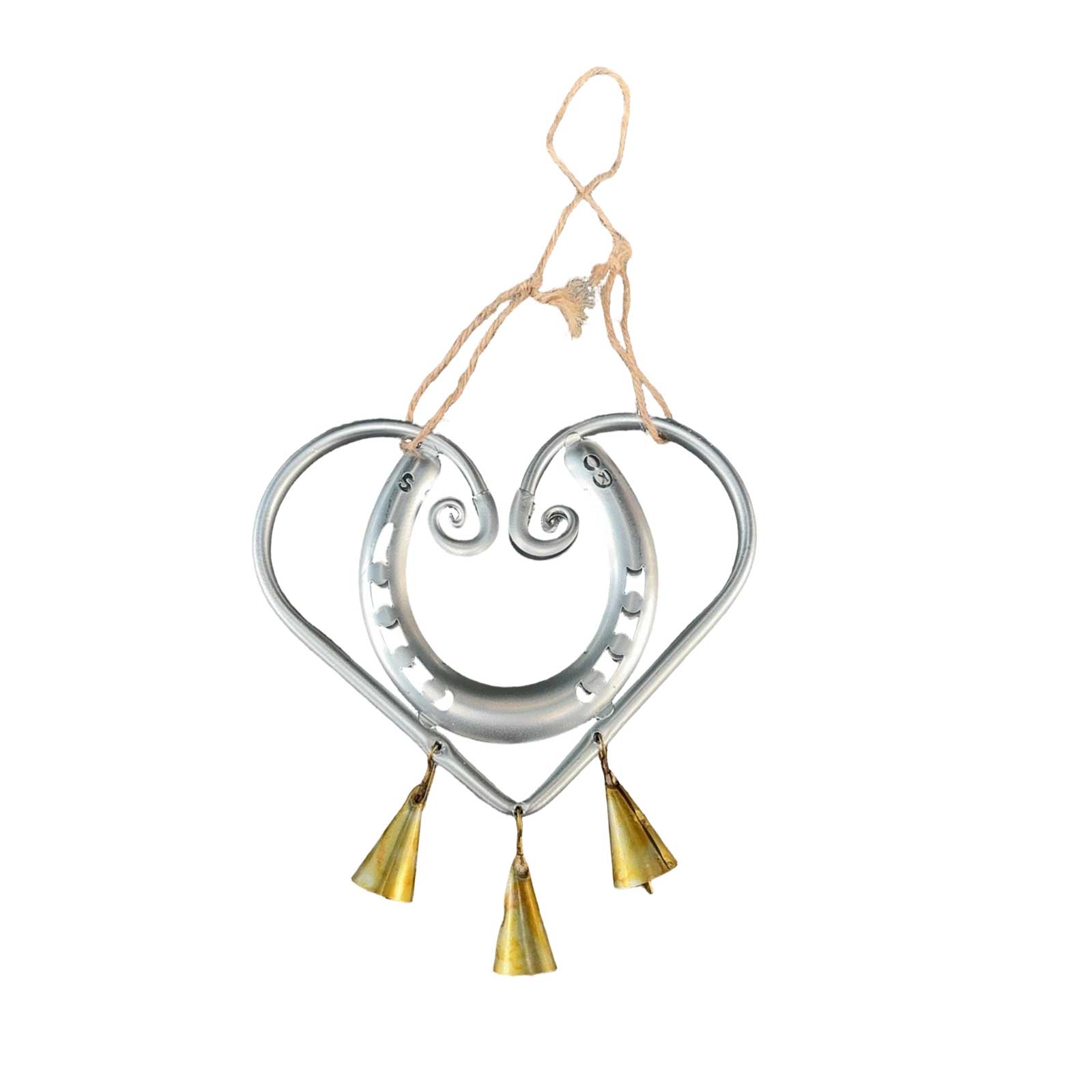 Heart Shaped Metal Wind Chime with Horseshoe and Three Hanging Bells for Outdoor Indoor Decorative Use Garden Patio Porch Hanging Ornament One Size
Heart Shaped Metal Wind Chime with Horseshoe and Three Hanging Bells for Outdoor Indoor Decorative Use Garden Patio Porch Hanging Ornament One Size