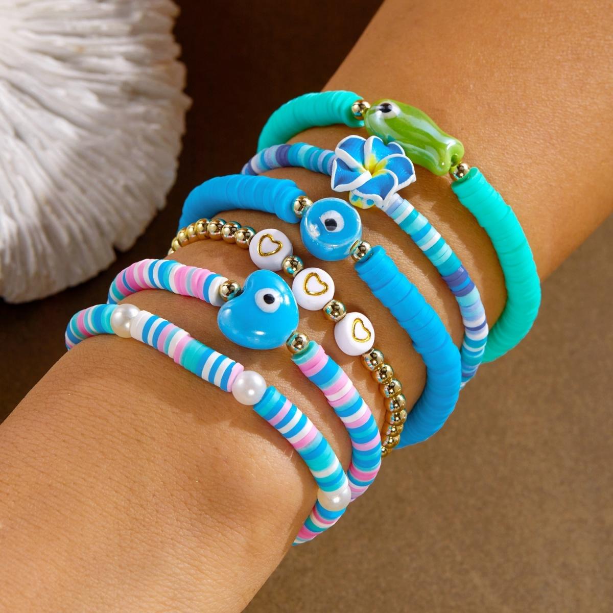 Soft Polymer Clay Flower Ceramic Fish Heart Evil Eye Bracelets For Women Men Summer Floral Stacked Bangle Beach Vacation Jewelry
Soft Polymer Clay Flower Ceramic Fish Heart Evil Eye Bracelets For Women Men Summer Floral Stacked Bangle Beach Vacation Jewelry