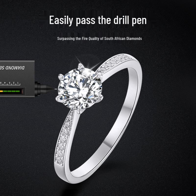 S925 Sterling Silver Six-Prong Moissanite Ring for Women - Non-fading, Classic, Temperamental. Size 4.75
S925 Sterling Silver Six-Prong Moissanite Ring for Women - Non-fading, Classic, Temperamental. Size 4.75