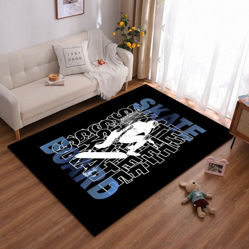 Skateboard Themed Black Carpet with Bold Blue and White Design Suitable for use as an anti-slip for living room bedroom sofas 40x60cm( 15x23in )
Skateboard Themed Black Carpet with Bold Blue and White Design Suitable for use as an anti-slip for living room bedroom sofas 40x60cm( 15x23in )
