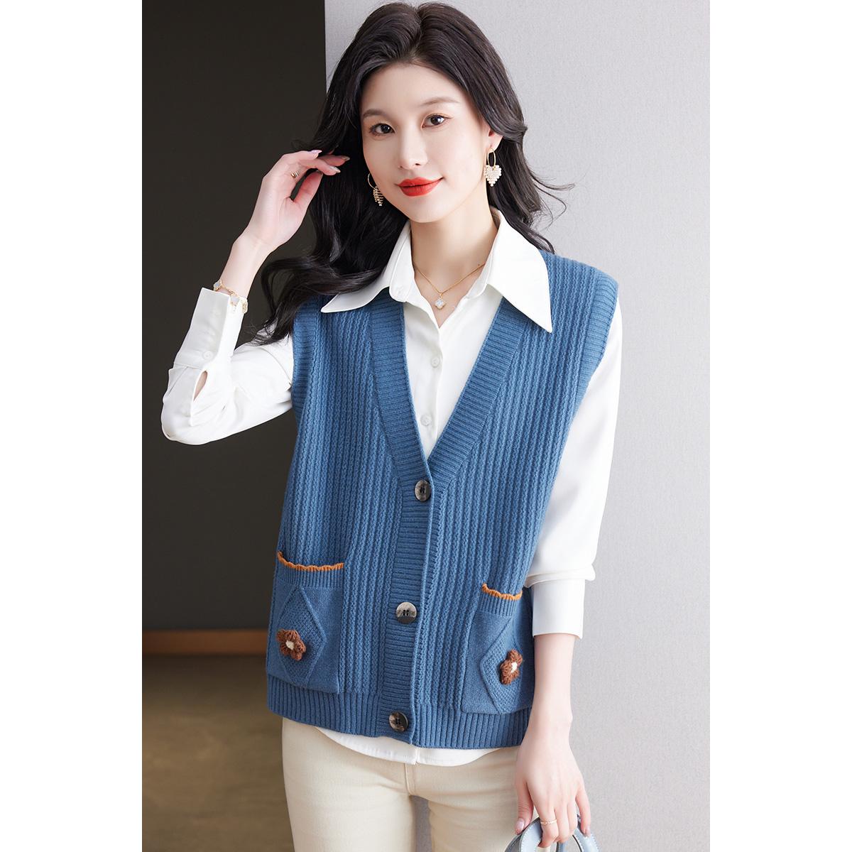 Вязаный свитер-жилет для женщин Весна Новая мода Свитер Кардиган Короткий жилет для женщин XL синий
Вязаный свитер-жилет для женщин Весна Новая мода Свитер Кардиган Короткий жилет для женщин XL синий