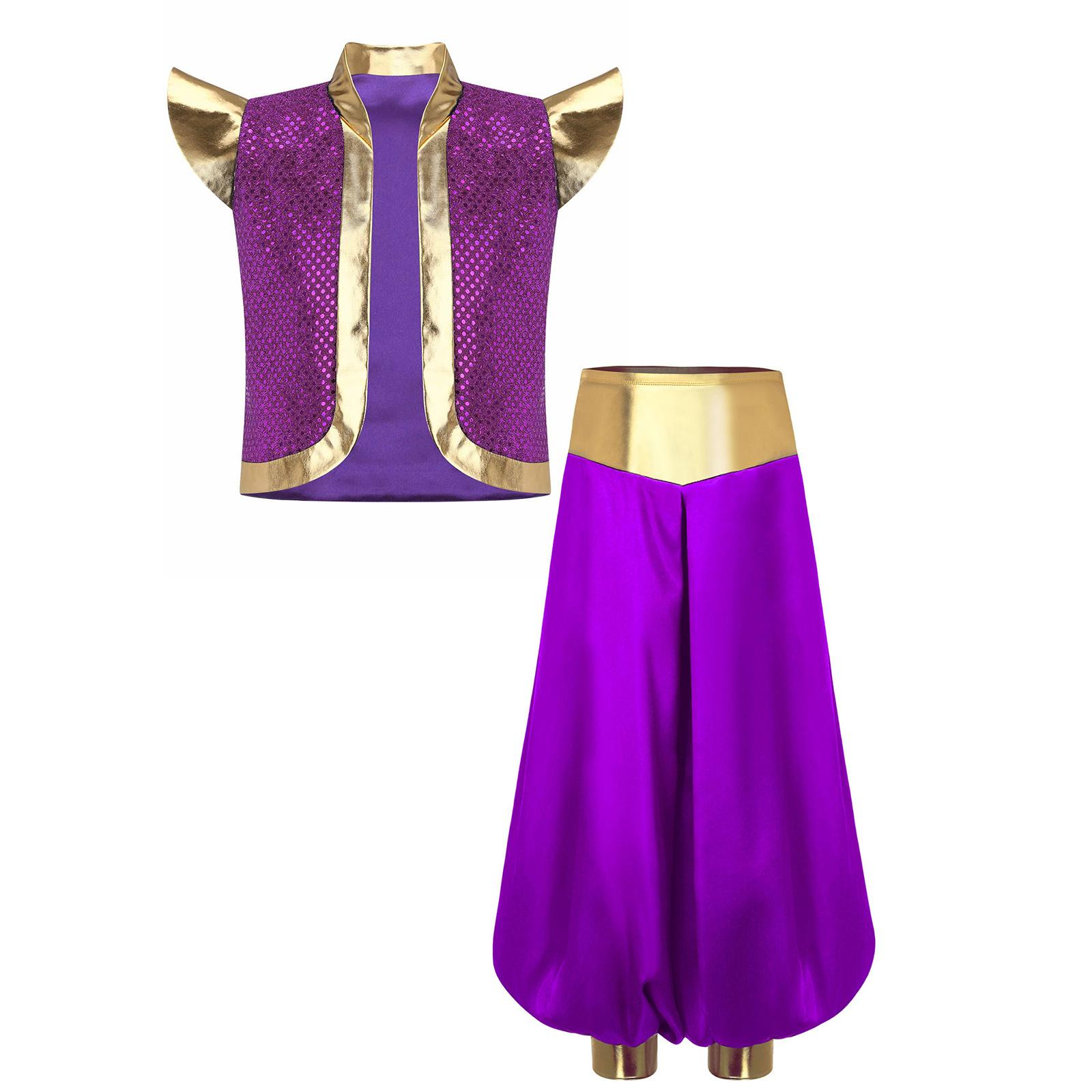 Boys Arabian Fairy Tale Vest Sequins Metallic Stand Collar Shoulder Pads High Waist Loose Pants 2 Piece Set 5-6 Years фіолетовий
Boys Arabian Fairy Tale Vest Sequins Metallic Stand Collar Shoulder Pads High Waist Loose Pants 2 Piece Set 5-6 Years фіолетовий