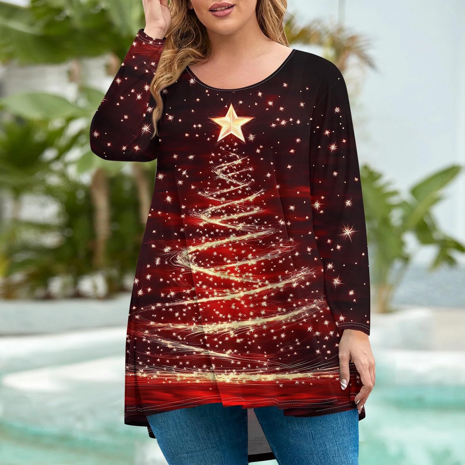 Женская мода большого размера с круглым вырезом и длинным рукавом, повседневный свободный пуловер с рождественским принтом L
Женская мода большого размера с круглым вырезом и длинным рукавом, повседневный свободный пуловер с рождественским принтом L