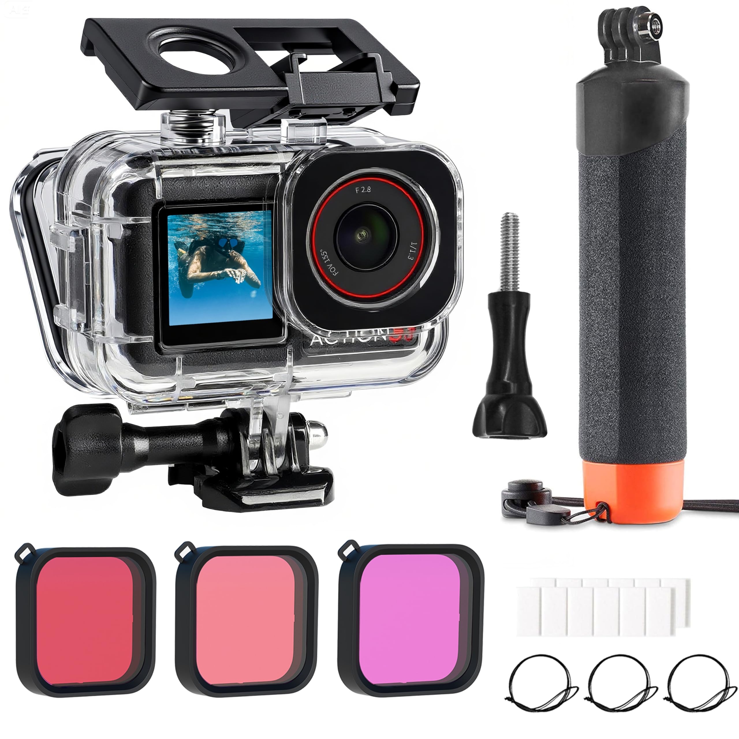 FitStill Waterproof Housing and Floating Handle Set for DJI Osmo Action 5 Compatible with Protective and Accessory Kit 5 Pro Diving and Buoyancy
FitStill Waterproof Housing and Floating Handle Set for DJI Osmo Action 5 Compatible with Protective and Accessory Kit 5 Pro Diving and Buoyancy