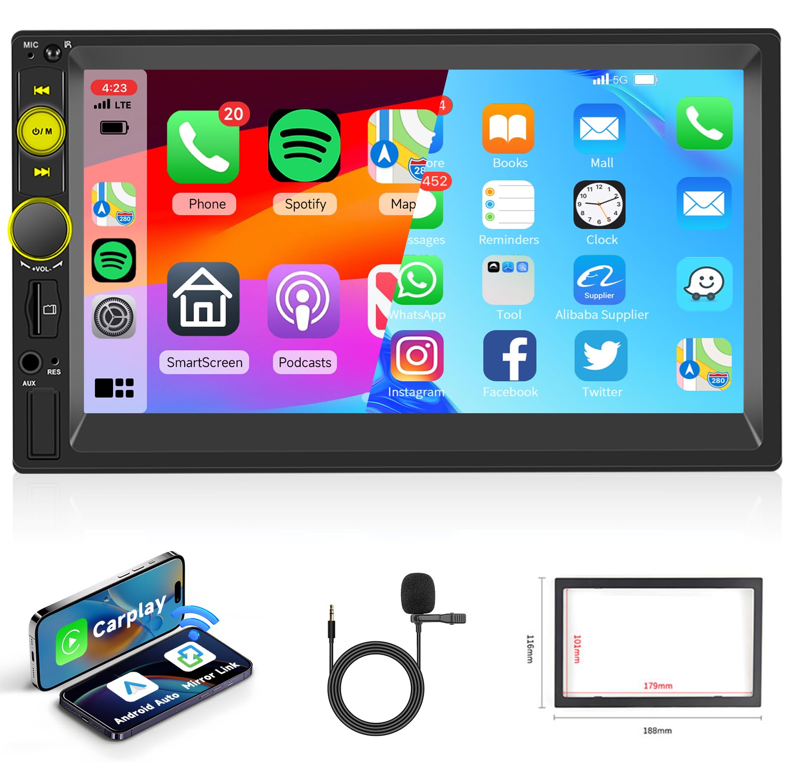 Hodozzy 2 Din автомобильный беспроводной CarPlay радио Android Mirror Car Radio Dual Din Bluetooth 7 дюймов сенсорный USB дополнительный FM эквалайзер цифровой задний 2Din с
Hodozzy 2 Din автомобильный беспроводной CarPlay радио Android Mirror Car Radio Dual Din Bluetooth 7 дюймов сенсорный USB дополнительный FM эквалайзер цифровой задний 2Din с