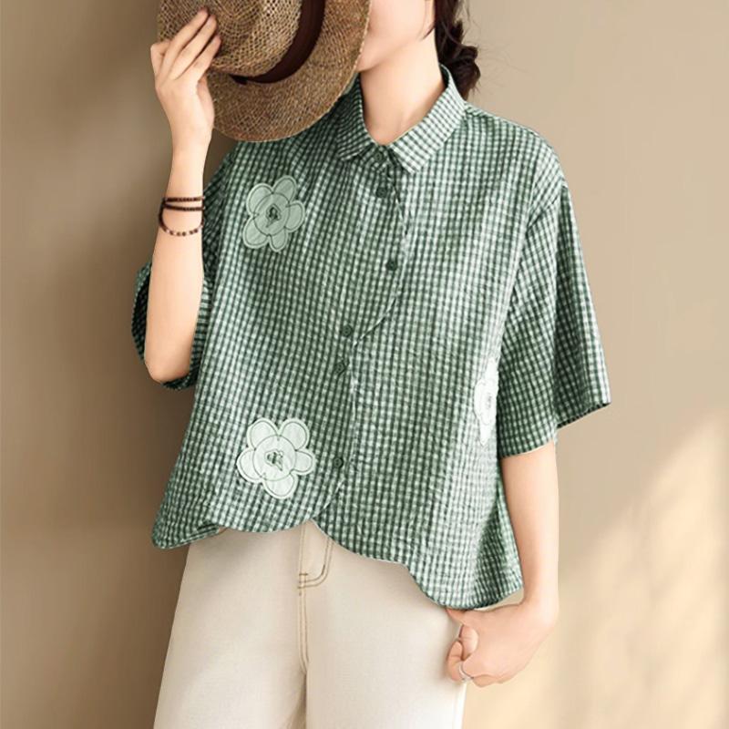 ZANZEA Women Turn Down Collar Loose Plaid Print Short Sleeve Blouse S зелёный
ZANZEA Women Turn Down Collar Loose Plaid Print Short Sleeve Blouse S зелёный