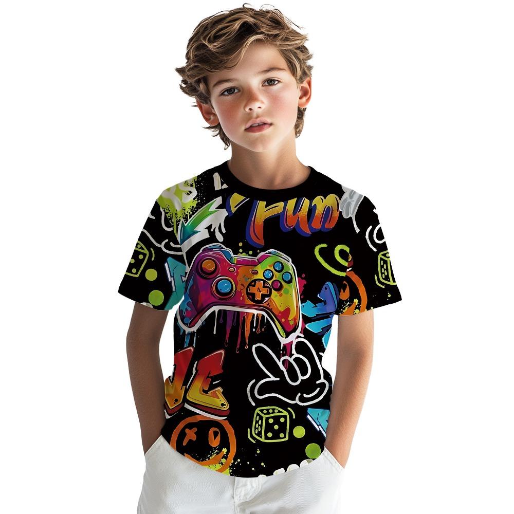 Boys 3D digital printed crew neck short-sleeved T-shirt, a versatile and stylish casual summer T-shirt. 160
Boys 3D digital printed crew neck short-sleeved T-shirt, a versatile and stylish casual summer T-shirt. 160