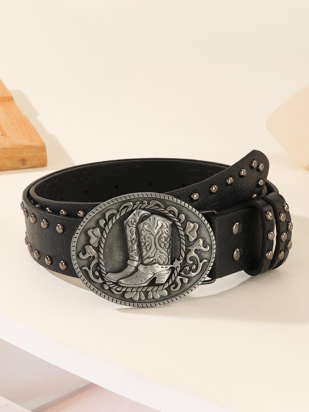 Belt Leather Punk Buckle With High Heel Shoe Design Circular Buckle Rivet Decor
Belt Leather Punk Buckle With High Heel Shoe Design Circular Buckle Rivet Decor