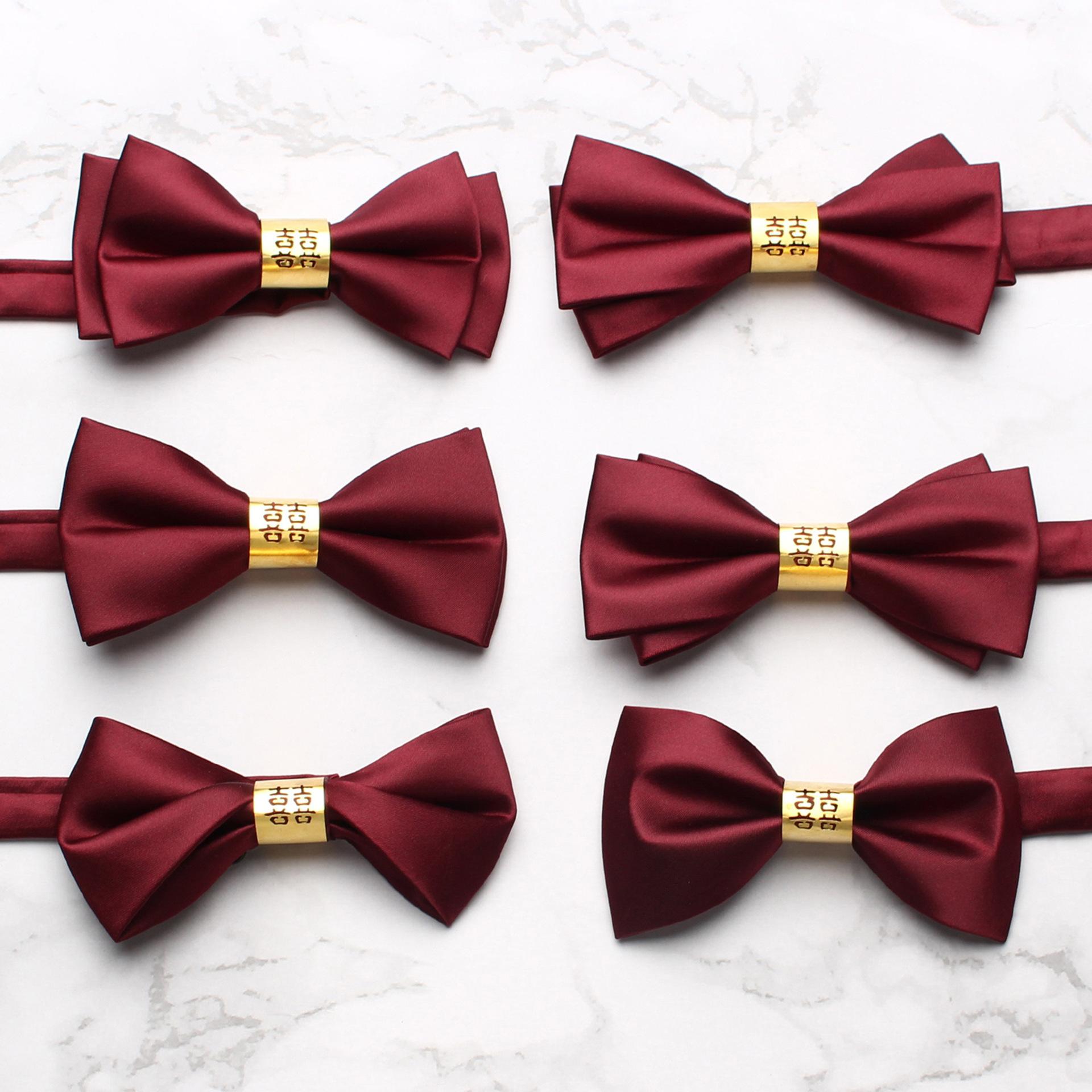 Red Groom Bow Tie With Happy Characters, Formal Wedding Solid Color Best Man Tie Bow, Suit Bow Tie And Bow Flower.
Red Groom Bow Tie With Happy Characters, Formal Wedding Solid Color Best Man Tie Bow, Suit Bow Tie And Bow Flower.