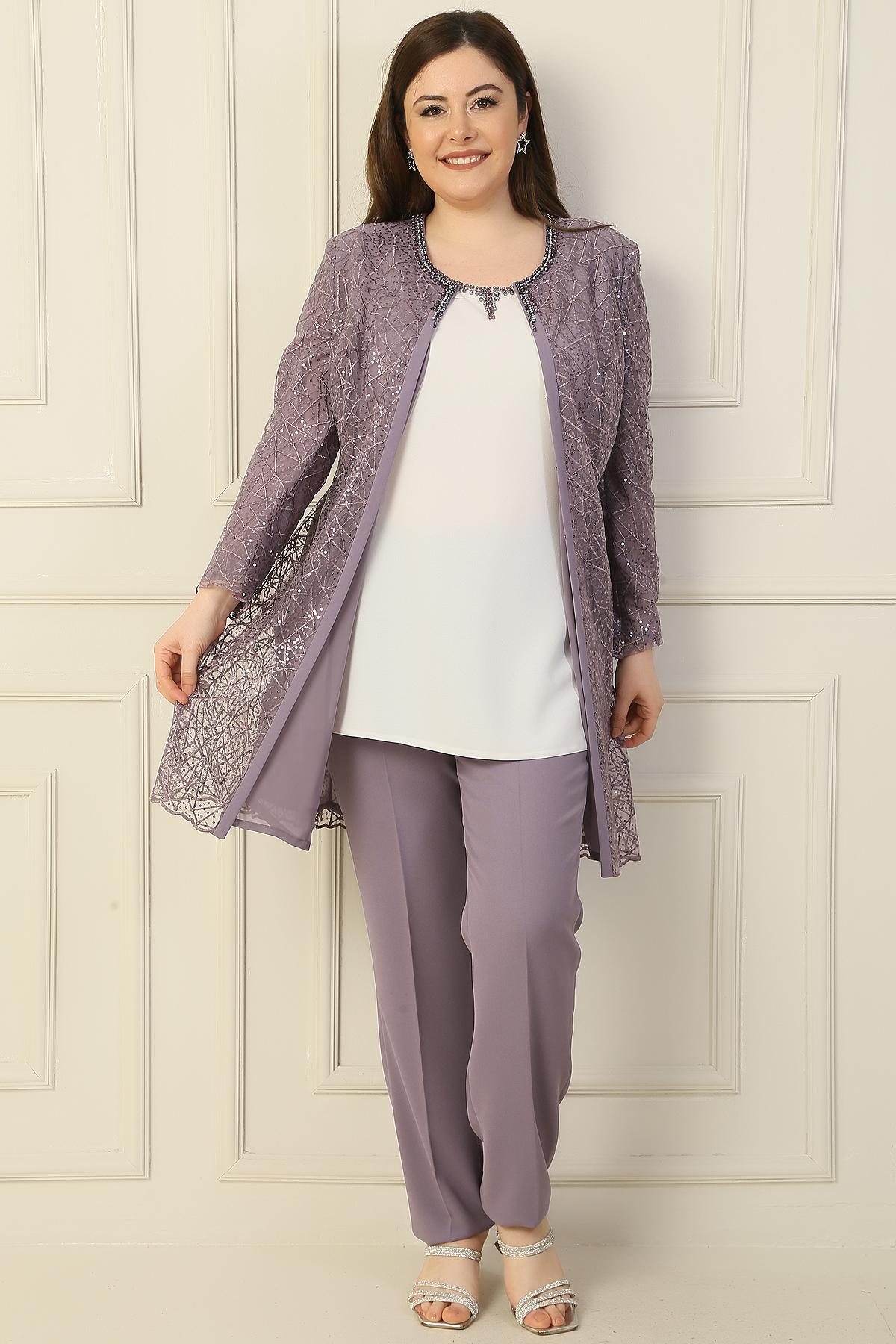 Блуза без рукавов с боковым разрезом, тюлевая куртка на подкладке с пайетками, брюки, комплект из 3 предметов больших размеров 4XL фиолетовый
Блуза без рукавов с боковым разрезом, тюлевая куртка на подкладке с пайетками, брюки, комплект из 3 предметов больших размеров 4XL фиолетовый