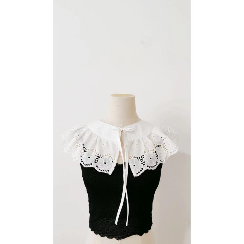 Милая маленькая шаль для сестры, милая и элегантная литература и искусство, пасторальный стиль, ажурная вышивка, поддельный воротник, облако, плечо, универсальный артефакт белый