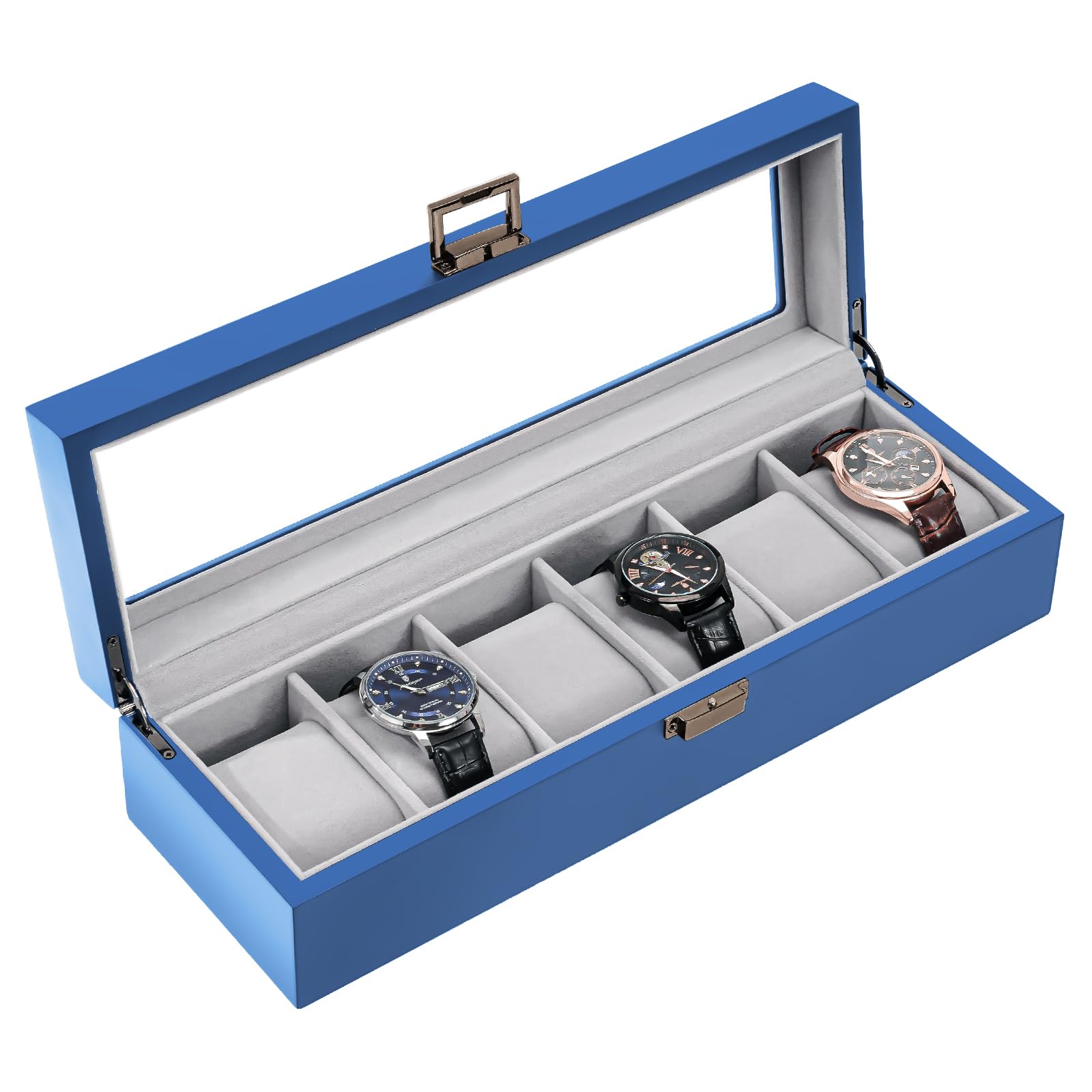 ProCase Деревянная коробка для часов с крышкой из стекла, мужская, 6 слотов синий
ProCase Деревянная коробка для часов с крышкой из стекла, мужская, 6 слотов синий