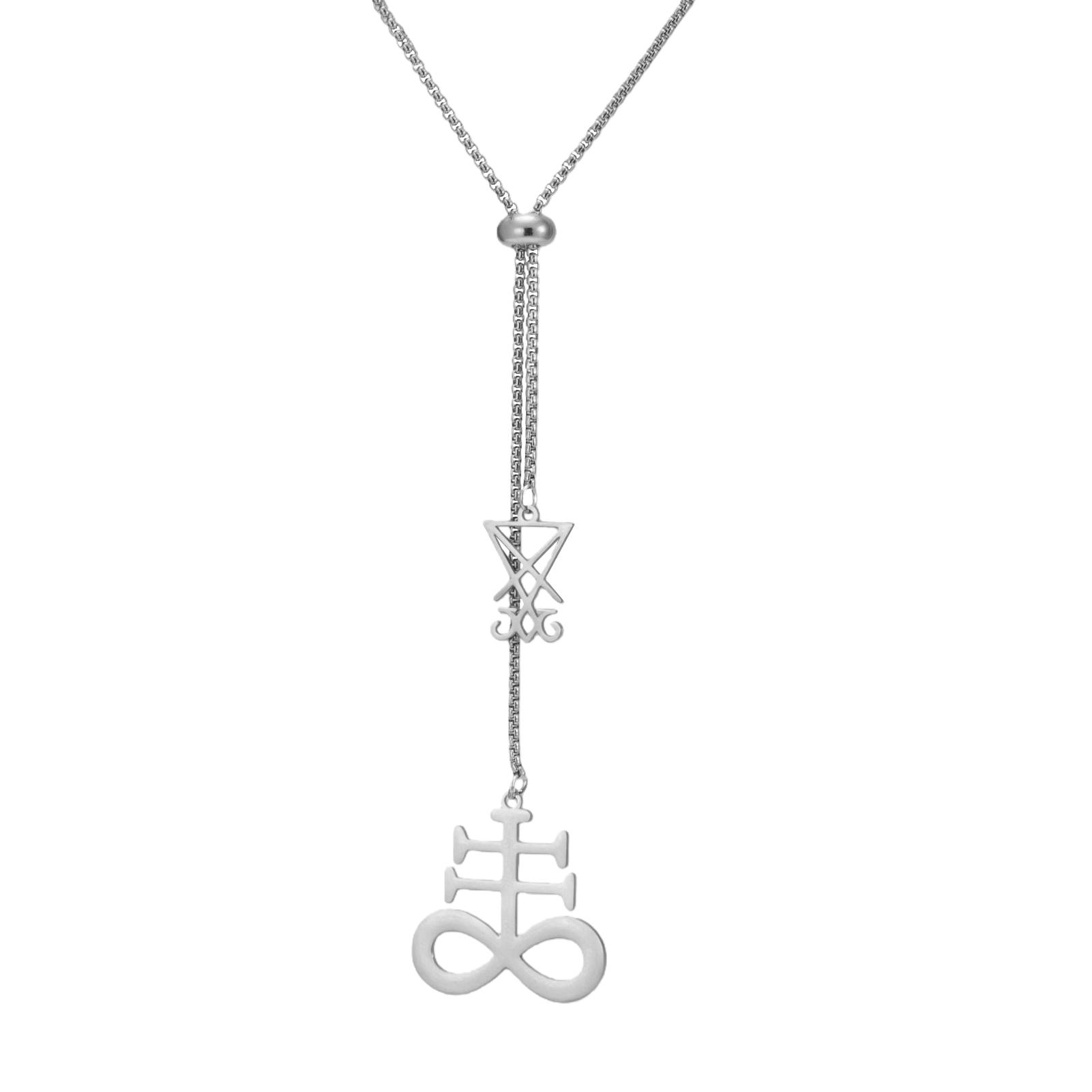 LIKGREAT Lucifer Sigil Seal Necklace For Men Women Stainless Steel Choker Baphomet Satanic Amulet Jewelry Gift 75-80cm
LIKGREAT Lucifer Sigil Seal Necklace For Men Women Stainless Steel Choker Baphomet Satanic Amulet Jewelry Gift 75-80cm