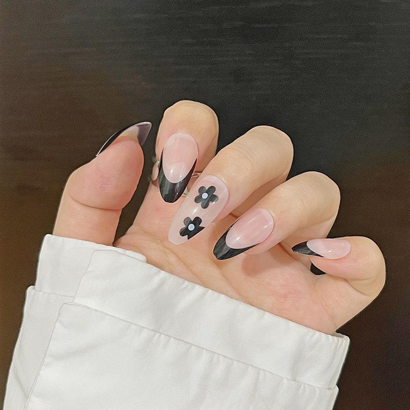 Medium Length Black Flower Wearable Nail Armor: 24 Removable Manicure Stickers With Glue
Medium Length Black Flower Wearable Nail Armor: 24 Removable Manicure Stickers With Glue