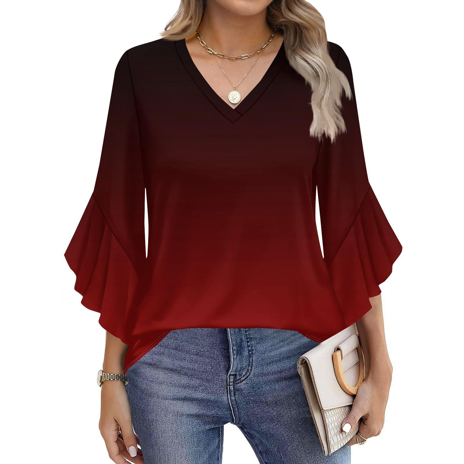 Женская модная повседневная футболка с рукавами «семь минут» и принтом тай-дай, с V-образным вырезом, расклешенными рукавами M винный
Женская модная повседневная футболка с рукавами «семь минут» и принтом тай-дай, с V-образным вырезом, расклешенными рукавами M винный